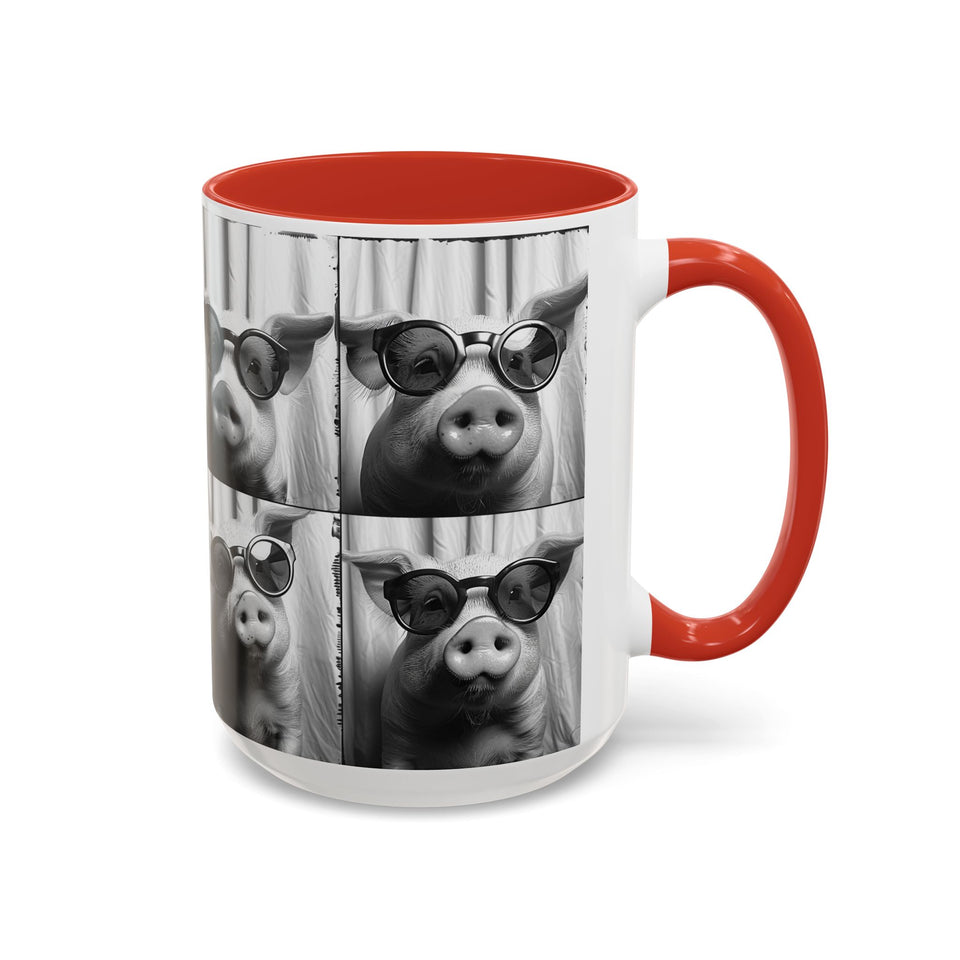 Pig Photo Booth Accent Coffee Mugs