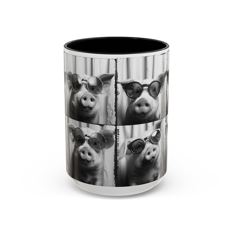 Pig Photo Booth Accent Coffee Mugs