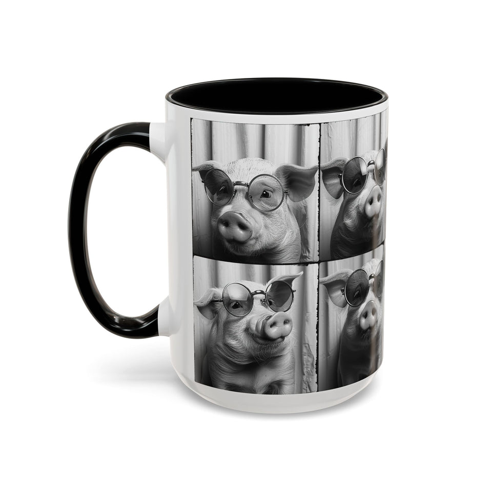 Pig Photo Booth Accent Coffee Mugs
